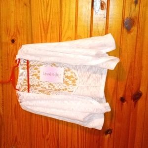 NWT girl 14 white overlay top with lace accent